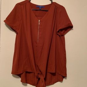 Apt. 9 Orange Striped Zipper Shirt